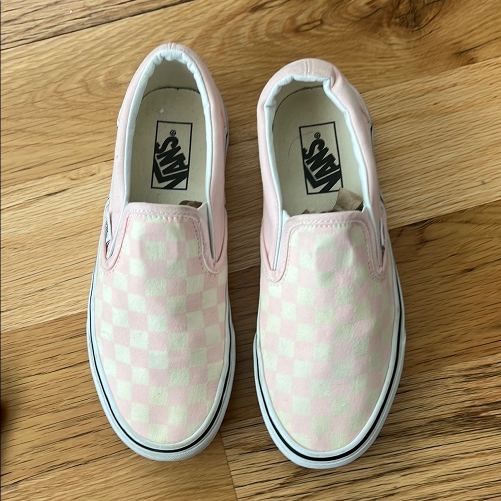 Vans Pink Checkered Slip-On Shoes